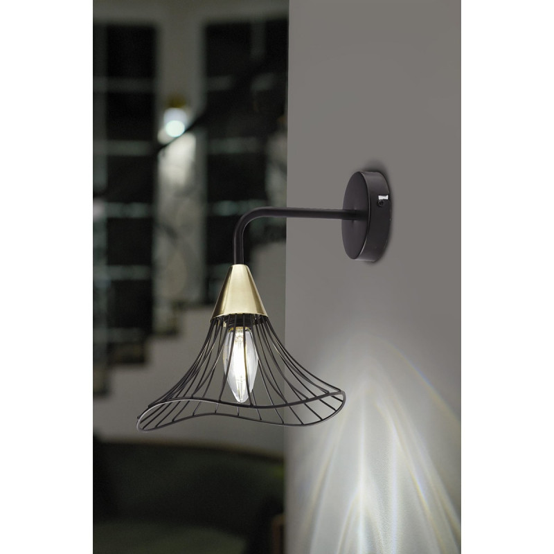 Black and gold wall lamp ALURA with an openwork lampshade Auhilon