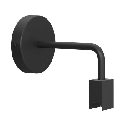Black wall lamp Syntax® S14d lamp holder on a round metal ceiling rose Creative Cables
