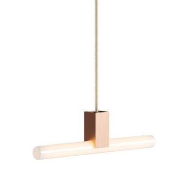 Copper pendant lamp with Syntax® S14d lamp holder on textile cable Creative-Cables textile cable