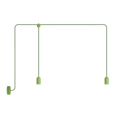 Zielona zewnętrzna lampa F-Snake EIVA z dwiema oprawkami i maskownicą Creative-Cables