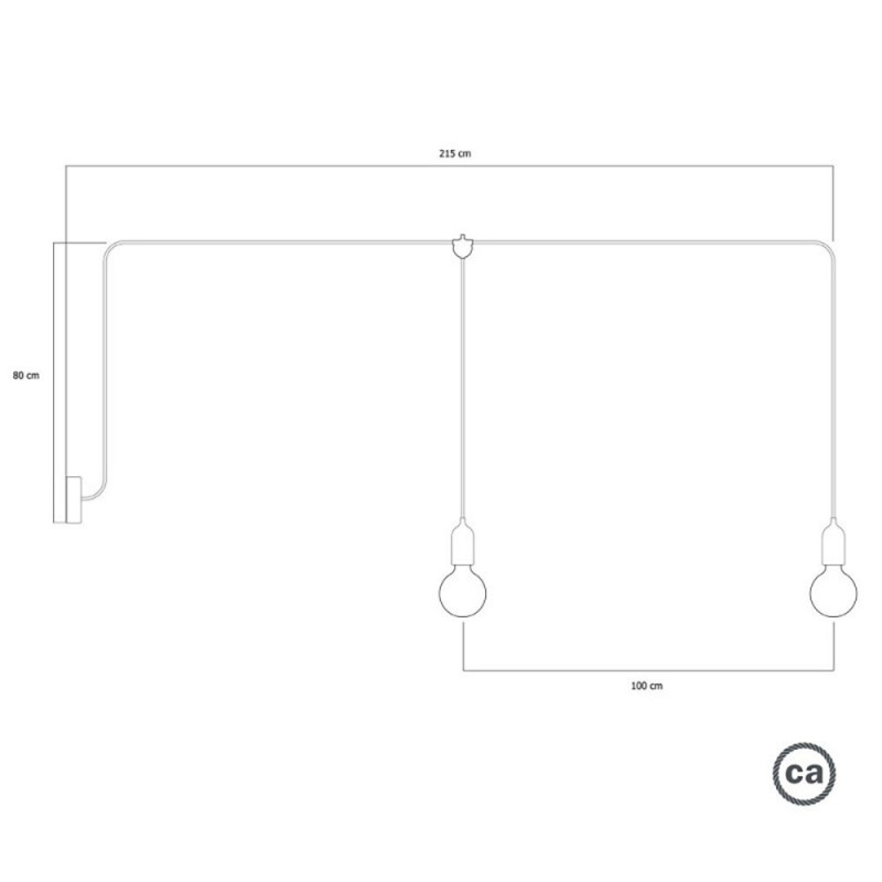 Zielona zewnętrzna lampa F-Snake EIVA z dwiema oprawkami i maskownicą Creative-Cables