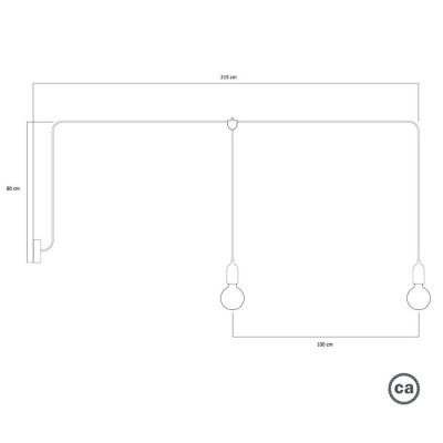 Żółta zewnętrzna lampa F-Snake EIVA z dwiema oprawkami i maskownicą Creative-Cables
