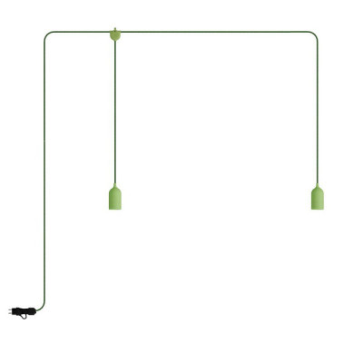Zielona zewnętrzna lampa F-Snake EIVA z dwiema oprawkami i wtyczką Creative-Cables