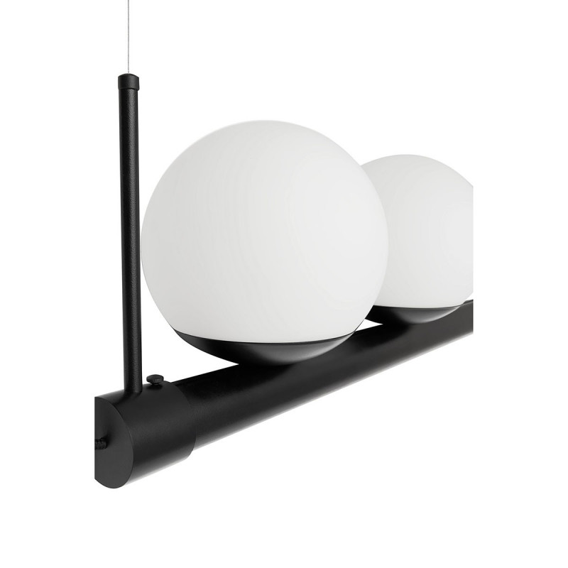 Pendant lamp LIGNE with on a black frame with an LED tape and two white shade UMMO