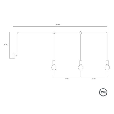White outdoor lamp E-Snake with three lampholders and a rose Creative-Cables