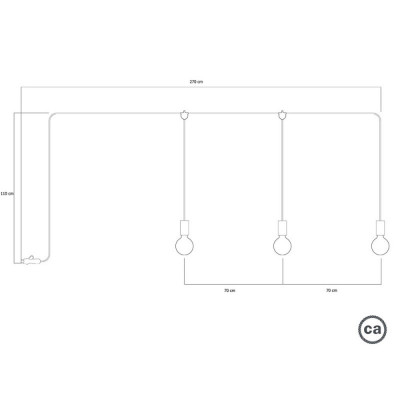 Grey outdoor lamp E-Snake with three lampholders and a plug Creative-Cables