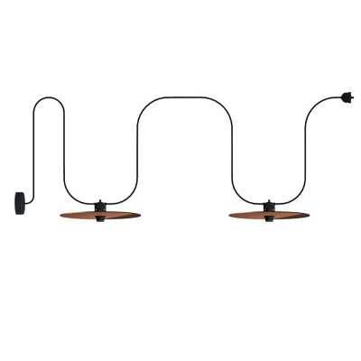 Copper outdoor EIVA lamp on a braided cable with two shades and a rose Creative-Cables