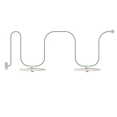 White outdoor EIVA lamp on a braided cable with two shades and a rose Creative-Cables