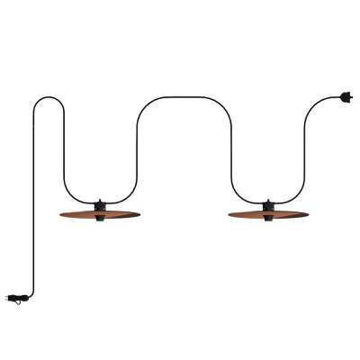 Copper outdoor EIVA lamp on a braided cable with two shades and a plug Creative-Cables