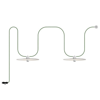 White outdoor EIVA lamp on a braided cable with two shades and a plug Creative-Cables