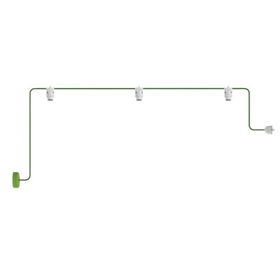 Zielona girlanda świetlna EIVA z trzema białymi oprawkami i maskownicą IP65 Creative-Cables