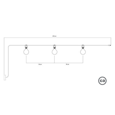 Black outdoor string light EIVA with three black lamp holder and a rose Creative-Cables
