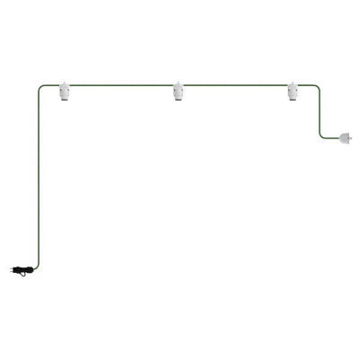 Green outdoor string light EIVA with three white lamp holder and a plug Creative-Cables