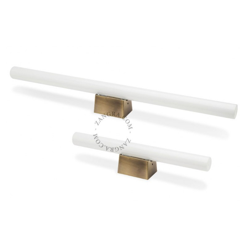 Wall lamp S14d with opal linear bulb 50cm brushed gold Zangra