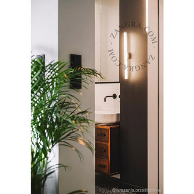 Porcelain wall lamp Adriana S14d with opal linear bulb 30cm black Zangra