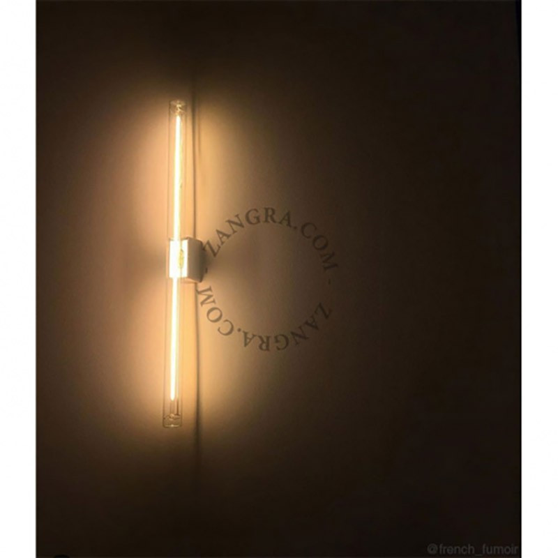 Wall lamp S14d with transparent linear bulb 50cm brass Zangra