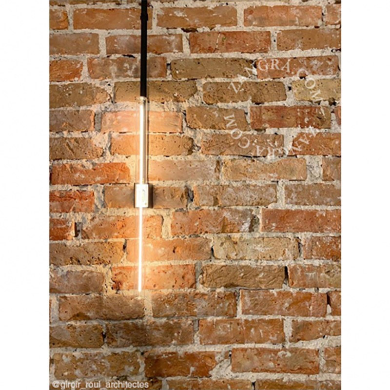 Wall lamp S14d with transparent linear bulb 30cm black Zangra