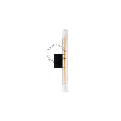 Wall lamp S14d with transparent linear bulb 30cm black Zangra