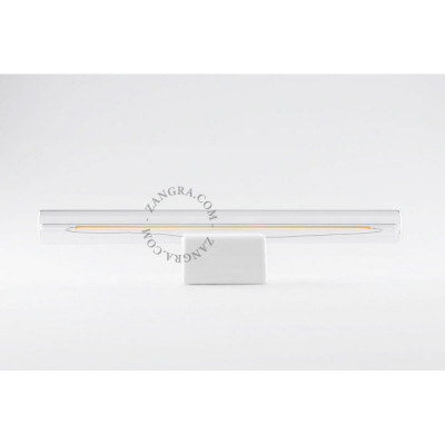 Porcelain wall lamp Adrien S14d with transparent linear bulb 30cm white Zangra