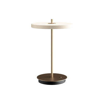 Bezprzewodowa lampa stołowa Asteria Move perłowy biały, mosiądz UMAGE