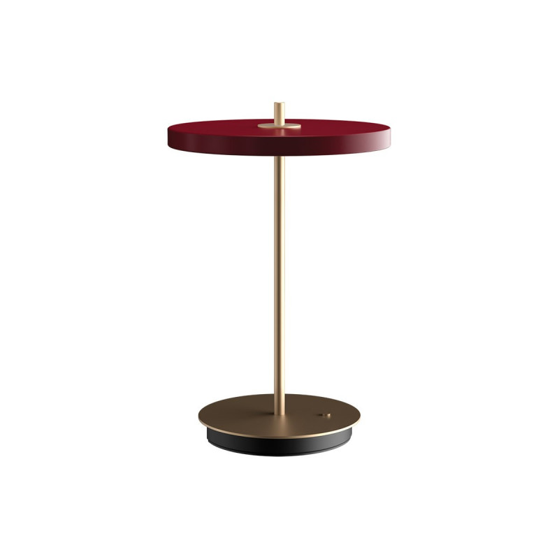 Bezprzewodowa lampa stołowa Asteria Move rubinowo-czerwony, mosiądz UMAGE