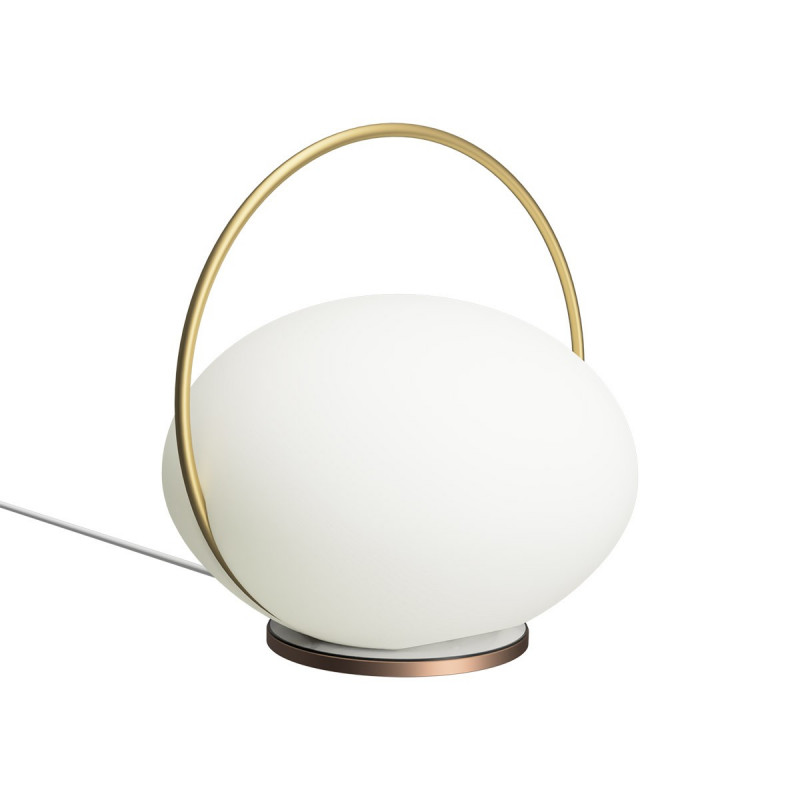 Bezprzewodowa lampa przenośna Orbit biały, mosiądz UMAGE