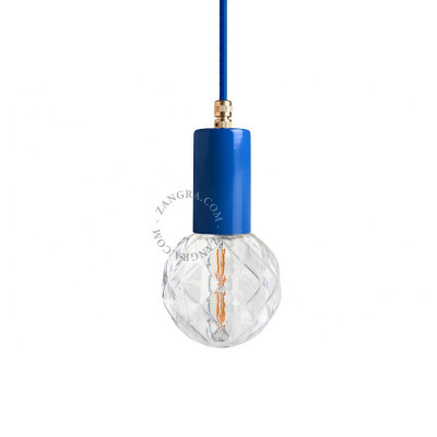 Lampa wisząca 047.bl.001 niebieska z mosiężnym elementem Zangra