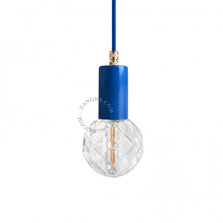 Pedant lamp 047.bl.001 blue with a brass element Zangra