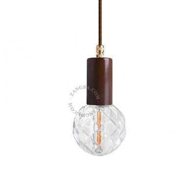 Pedant lamp 047.br.001 brown with a brass element Zangra