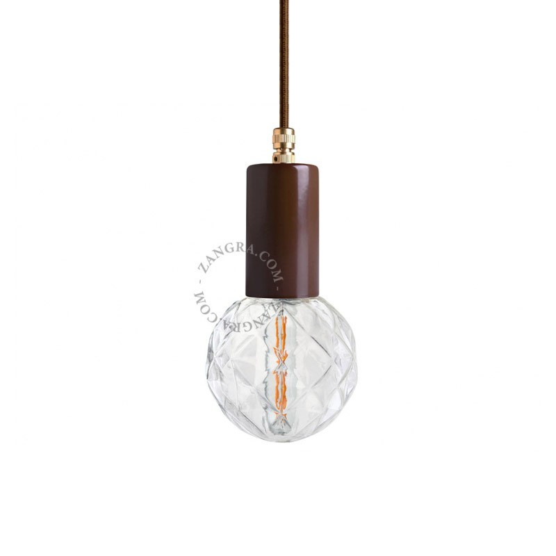 Lampa wisząca 047.br.001 brązowa z mosiężnym elementem Zangra