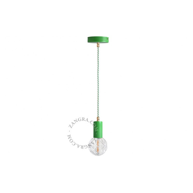 Pedant lamp 047.gr.001 green with a brass element Zangra