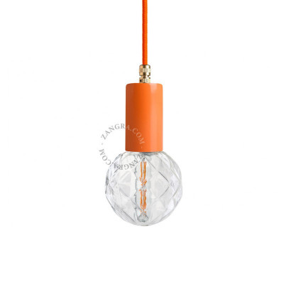 Lampa wisząca 047.o.001 pomarańczowa z mosiężnym elementem Zangra
