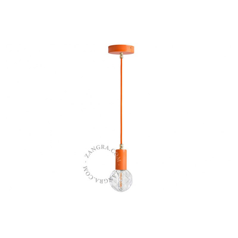 Pedant lamp 047.o.001 orange with a brass element Zangra