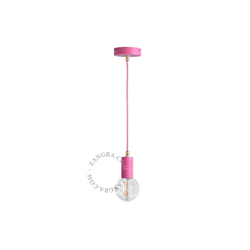 Lampa wisząca 047.o.001 różowa z mosiężnym elementem Zangra