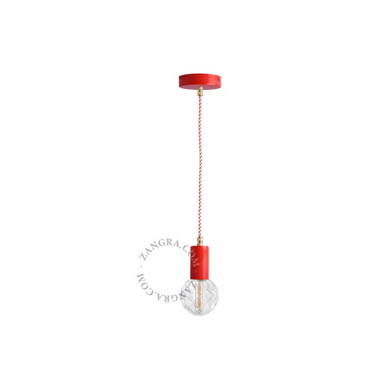Pedant lamp 047.r.001 red with a brass element Zangra