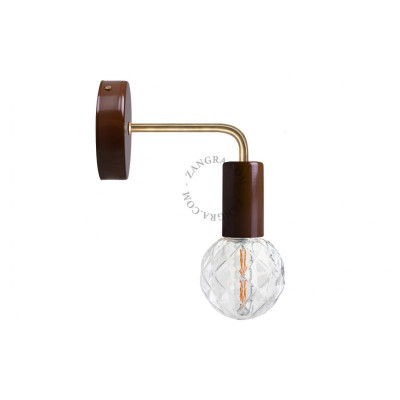 Brown wall lamp 047.br.002 on a brass L-shaped arm Zangra