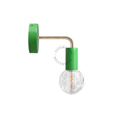 Green wall lamp 047.gr.002 on a brass L-shaped arm Zangra