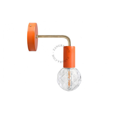 Orange wall lamp 047.o.002 on a brass L-shaped arm Zangra