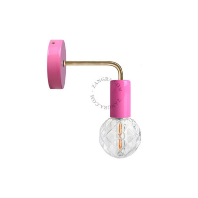 Pink wall lamp 047.p.002 on a brass L-shaped arm Zangra
