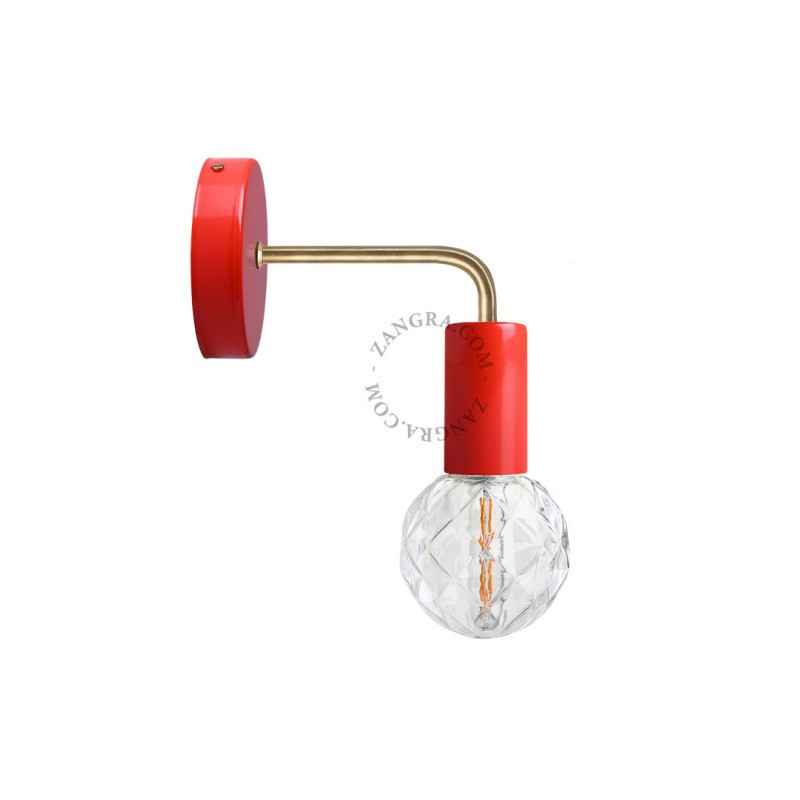 Red wall lamp 047.r.002 on a brass L-shaped arm Zangra