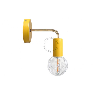 Yellow wall lamp 047.y.002 on a brass L-shaped arm Zangra