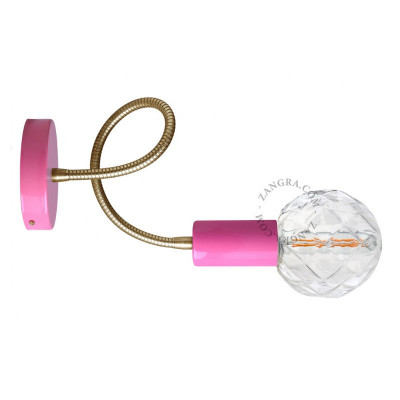 Pink wall lamp 047.p.go.003 with flexible arm Zangra
