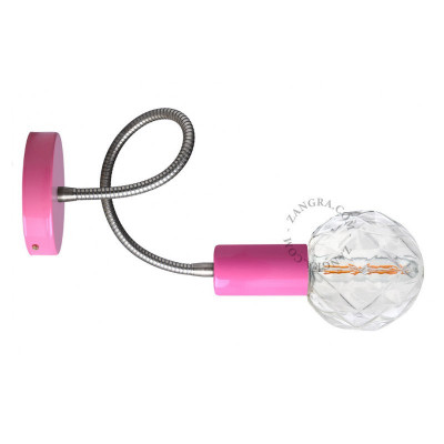 Pink wall lamp 047.p.s.003 with silver flexible arm Zangra