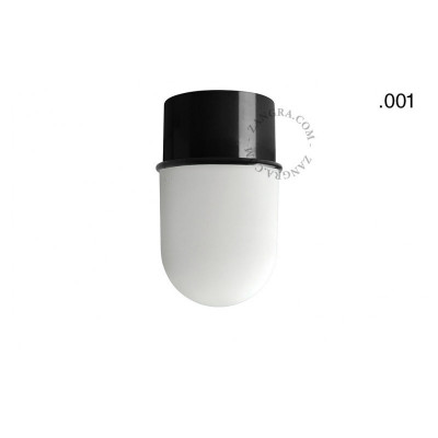 Flush-mounted ceiling, wall lamp 131.b with glass opal matt shade 001 black Zangra