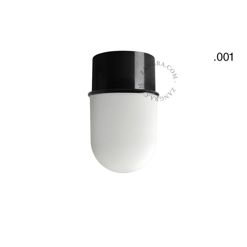 Lampa sufitowa, ścienna 131.b z mlecznym matowym kloszem 001 czarna Zangra