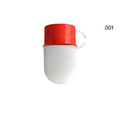 Ceiling, wall lamp 131.r with glass opal matt shade 001 red Zangra