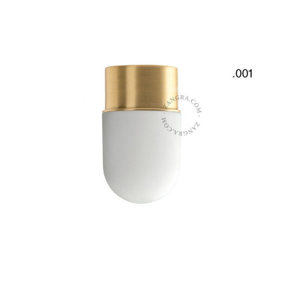 Flush-mounted ceiling, wall lamp 131.go with glass opal matt shade 001 gold Zangra