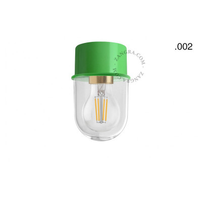 Flush-mounted ceiling, wall lamp 131.gr with transparent glass shade 002 green Zangra
