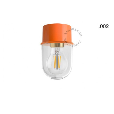 Flush-mounted ceiling, wall lamp 131.o with transparent glass shade 002 orange Zangra