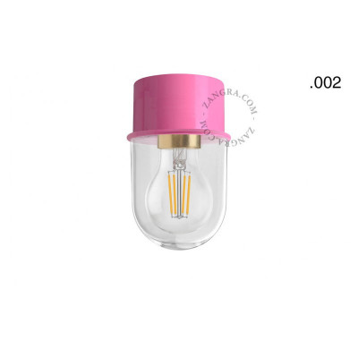 Flush-mounted ceiling, wall lamp 131.p with transparent glass shade 002 pink Zangra